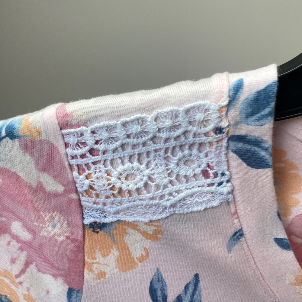 Celestial Dreams floral print nightgown pajama with crochet like detail size S - Picture 8 of 17